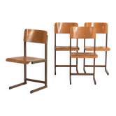 Chaises longues vintage (vers 1950). Ensemble de 4 pièces