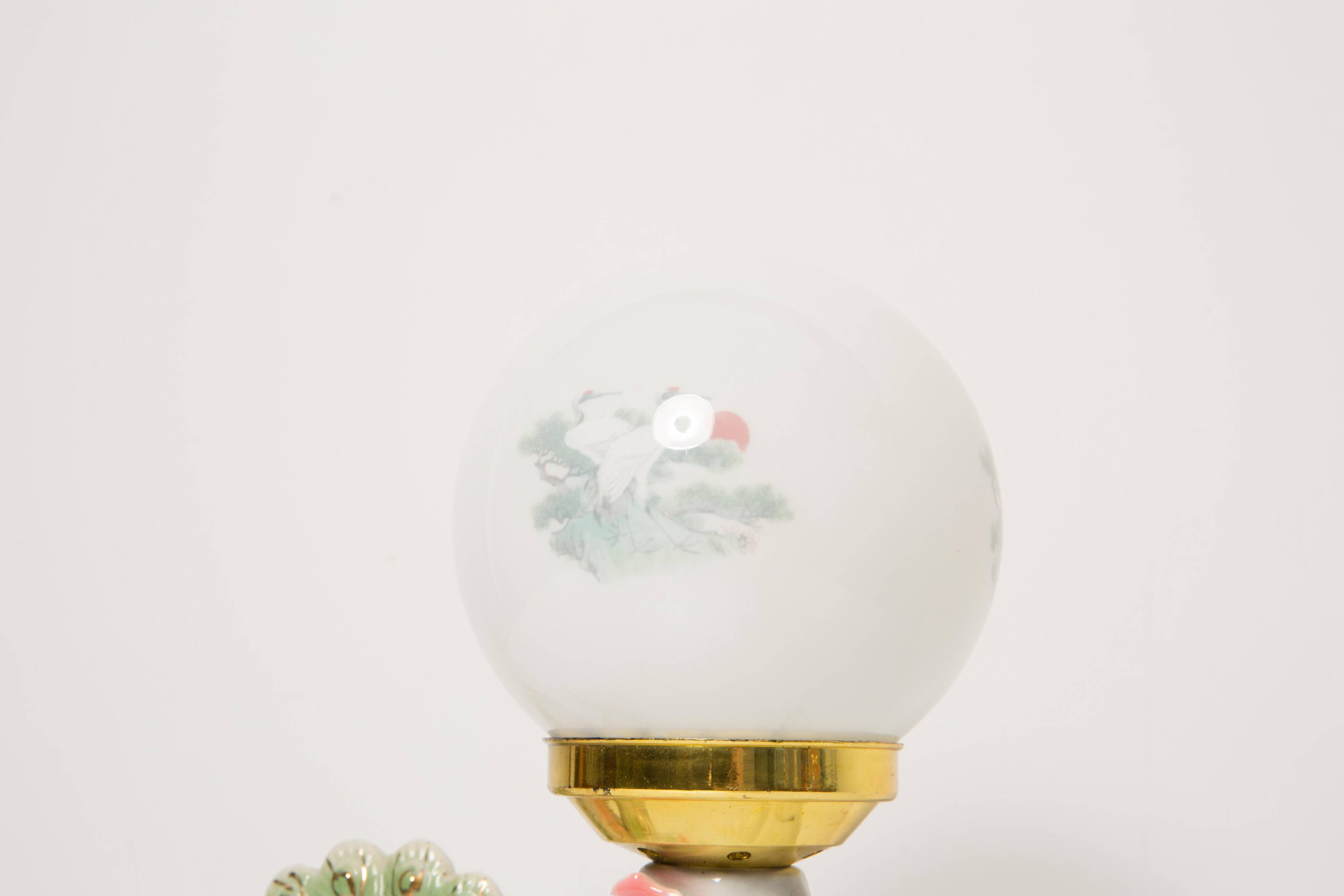Mid-century white ceramic peacock table lamp, Europe, 1960s.