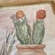 Watercolour still life from the 1970s under glass.