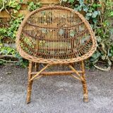Vintage rattan and wicker armchair