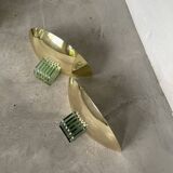 Pair of brass and art deco glass wall lights SCE