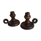 Pair of wooden candlesticks