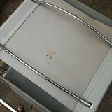 Pair of cantilever armchairs in grey leather made in italy