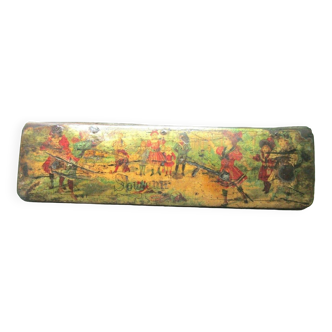 Old Napoleon III pencil case, cardboard and chrome: Girls' games SOUVENIR