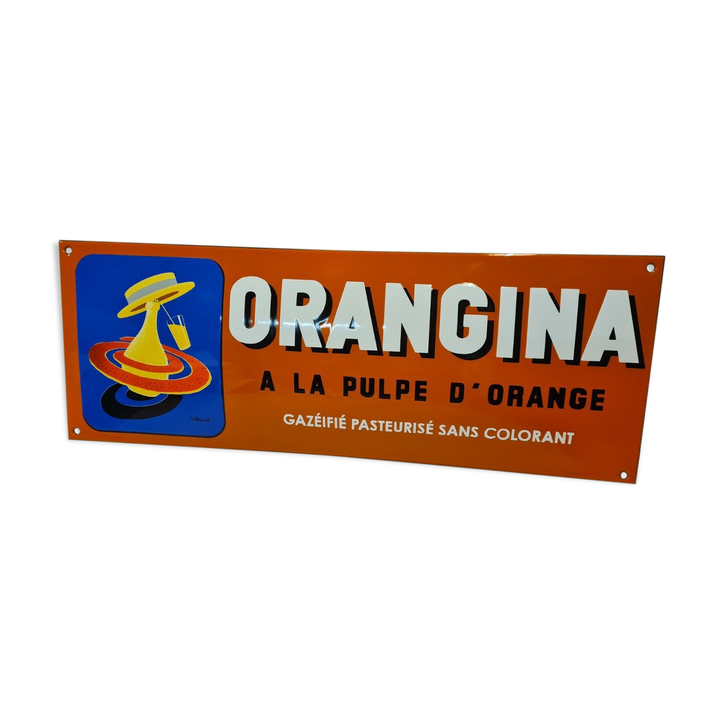 Orangina enamelled plate