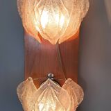 Pair of Novaresi 2-light Murano glass wall lights, Milan 1970.