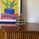 Chromium-plated thin glass vase, Italy 1990s
