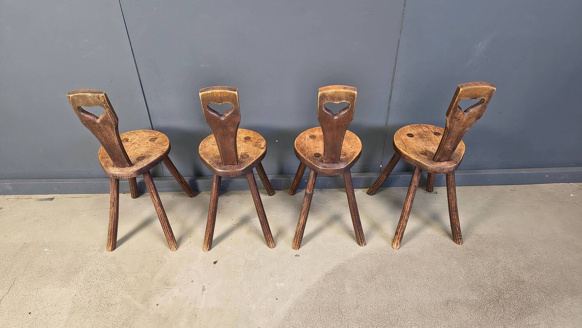 Vintage brutalist heart shaped chairs, 1960s