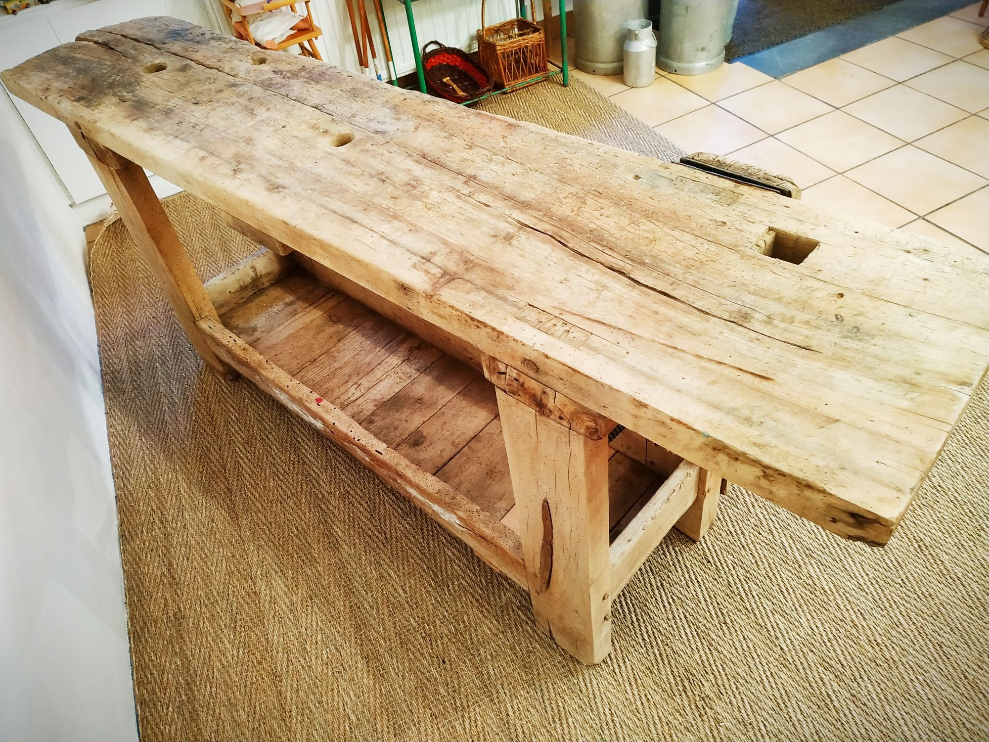 Old beech workbench 205 cm