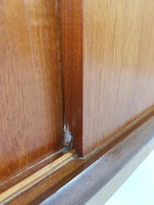 Sideboard high Danish teak veneer vintage sliding doors