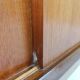 Sideboard high Danish teak veneer vintage sliding doors