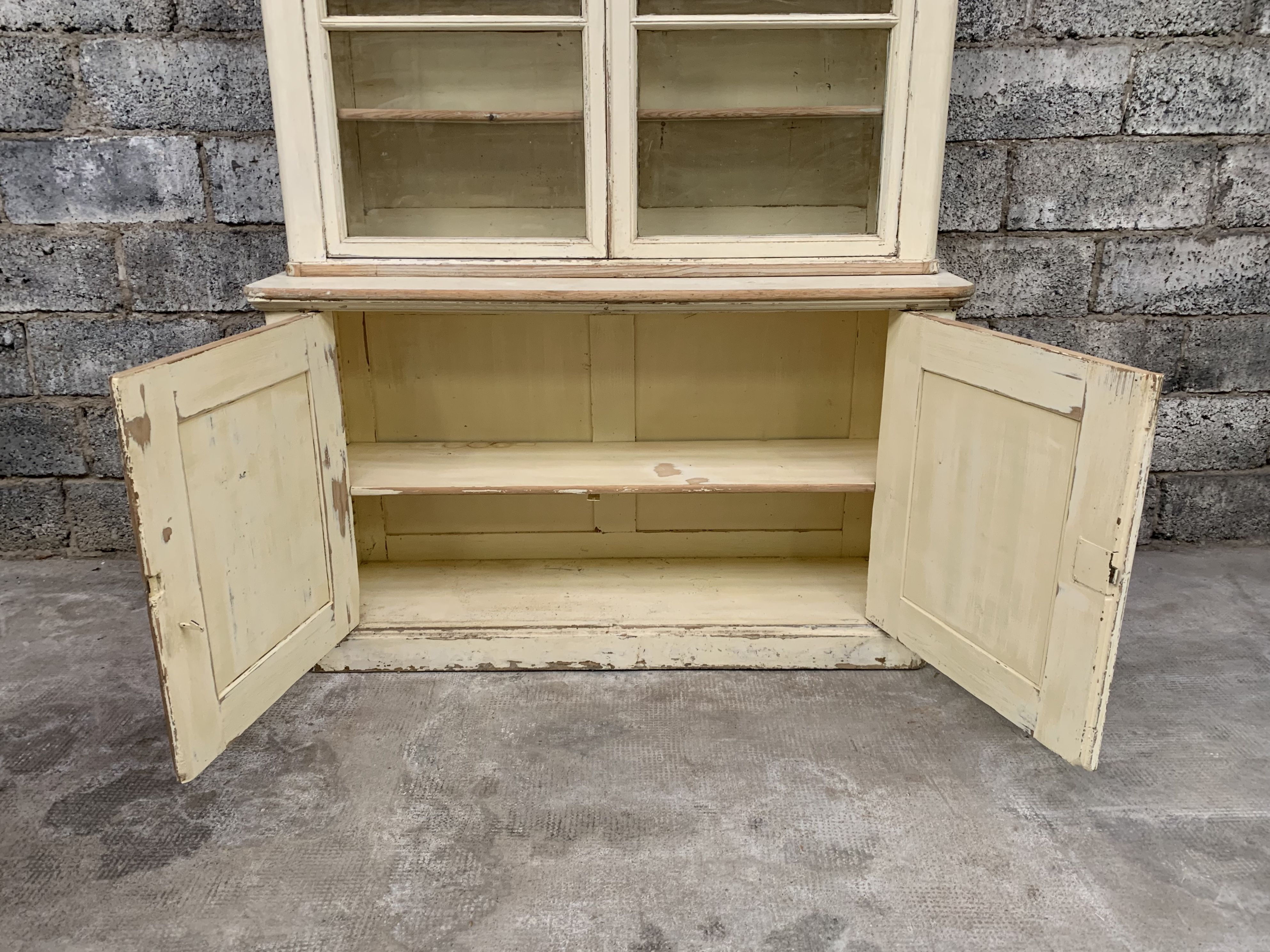 Bibliotheque showcase buffet two mid-19th body in white patina fir