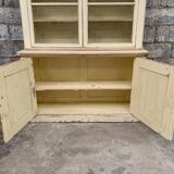 Vitrine bibliothèque buffet deux corps milieu XIXeme en sapin patine blanc