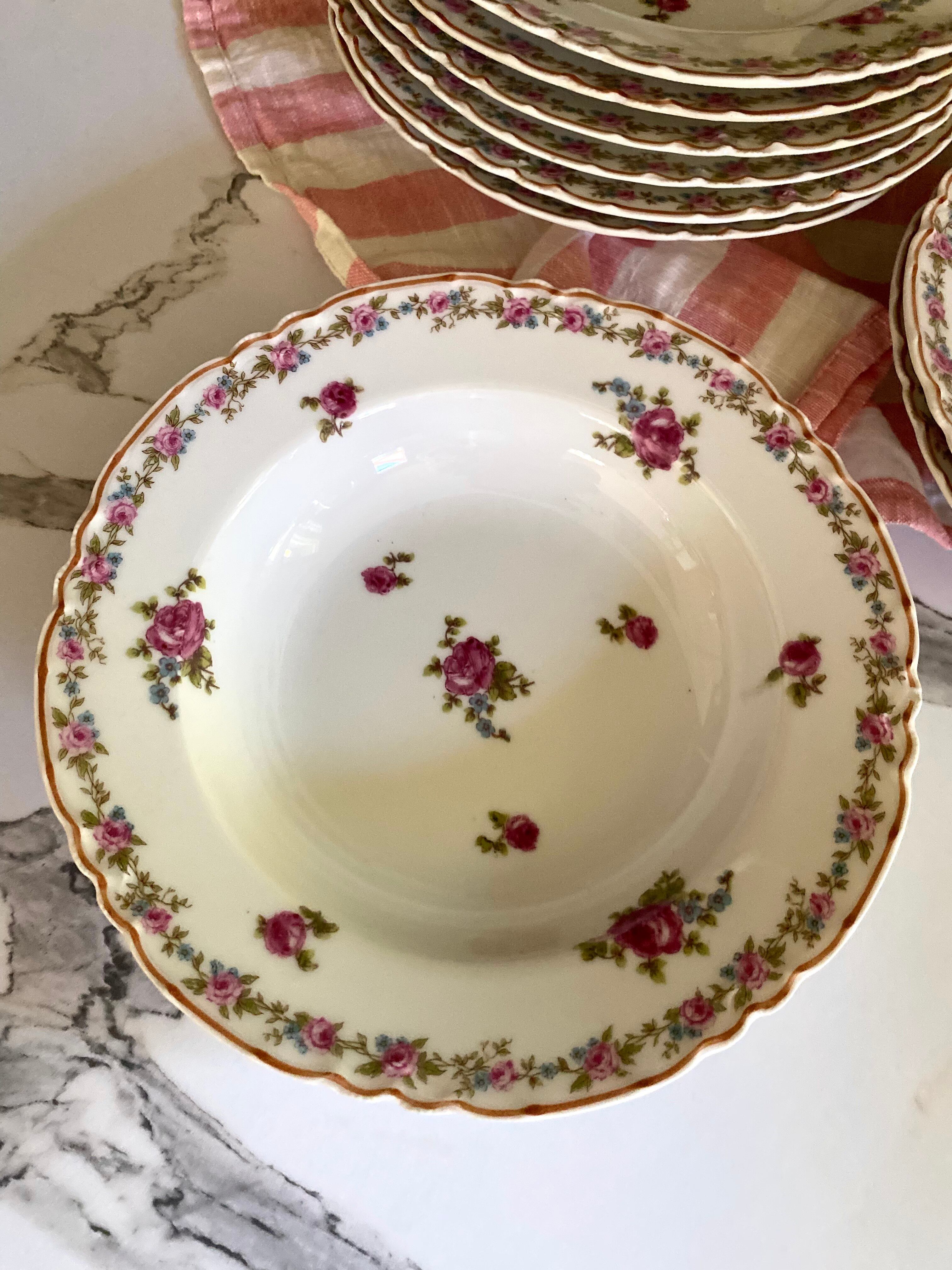 Deep Plates (Bowls) in Limoges Porcelain GDA 1900