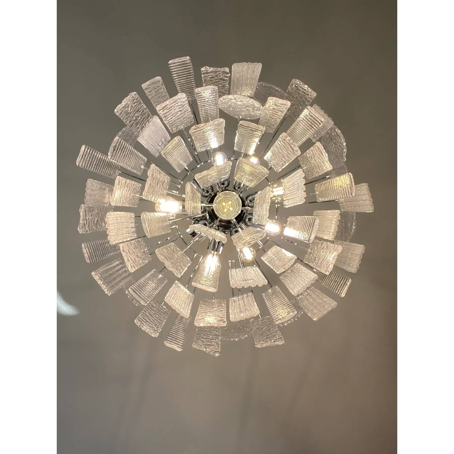 Art Deco Murano Glass Style Chandelier Clear Italian Sputnik Art by SimoEng