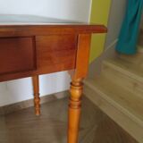 Minister's desk style L. Philippe – 2 drawers – cherry wood – faux leather desk mat