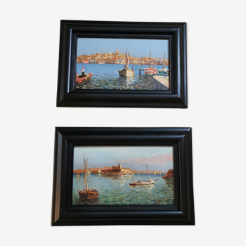 Pair of oil paintings on canvas 1930s