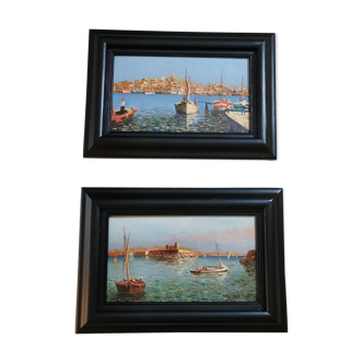 Pair of oil paintings on canvas 1930s