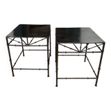 Pair of wrought iron side tables