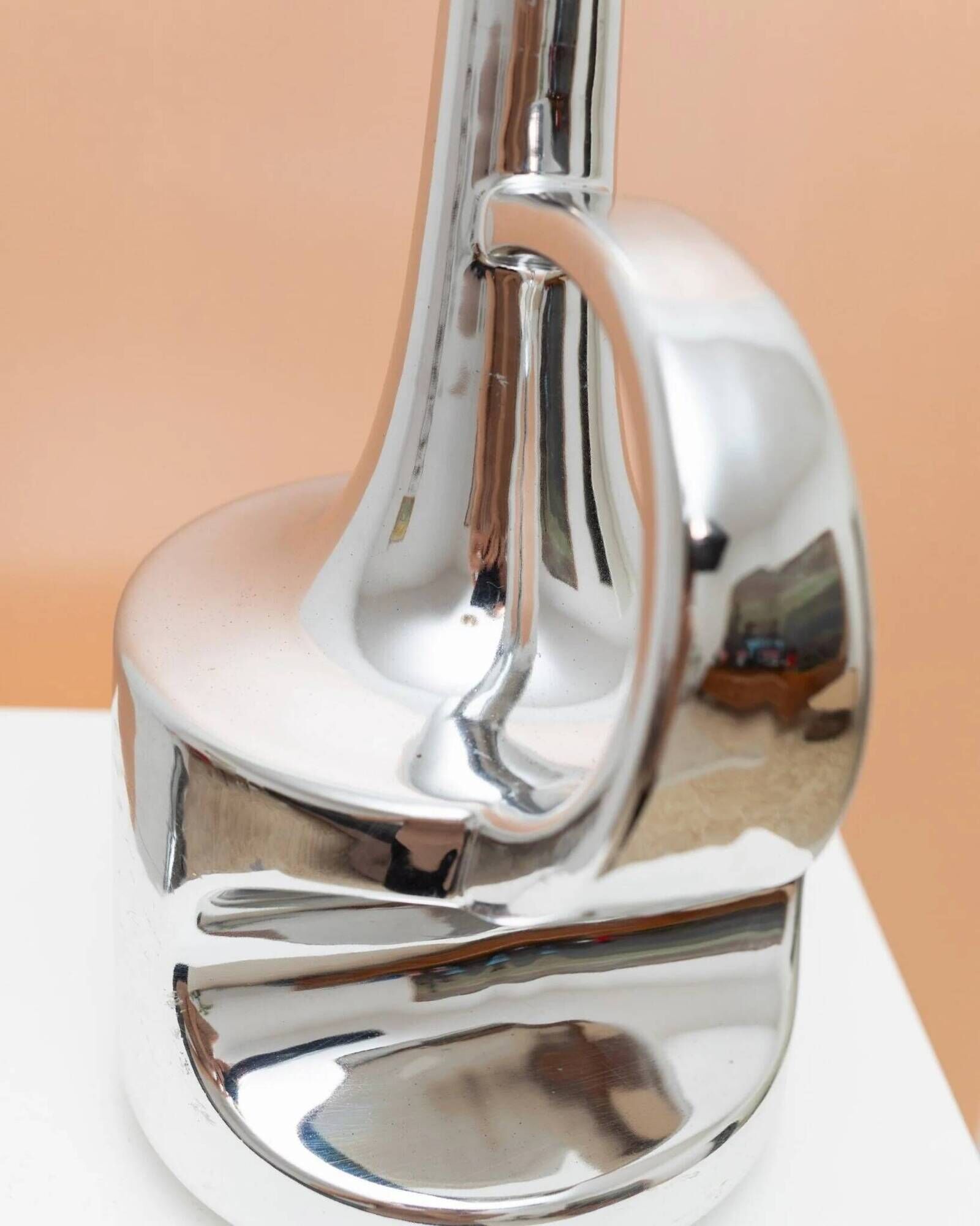 XL Vintage Ceramic Vase in Chrome Glaze (Silver) – SSF Italia, Space Age 1970s