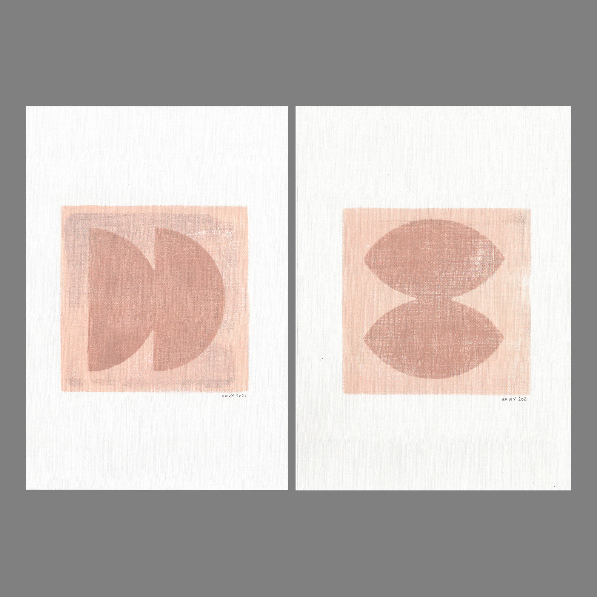 Set of 2 paintings on paper M269 & M270 signed Eawy