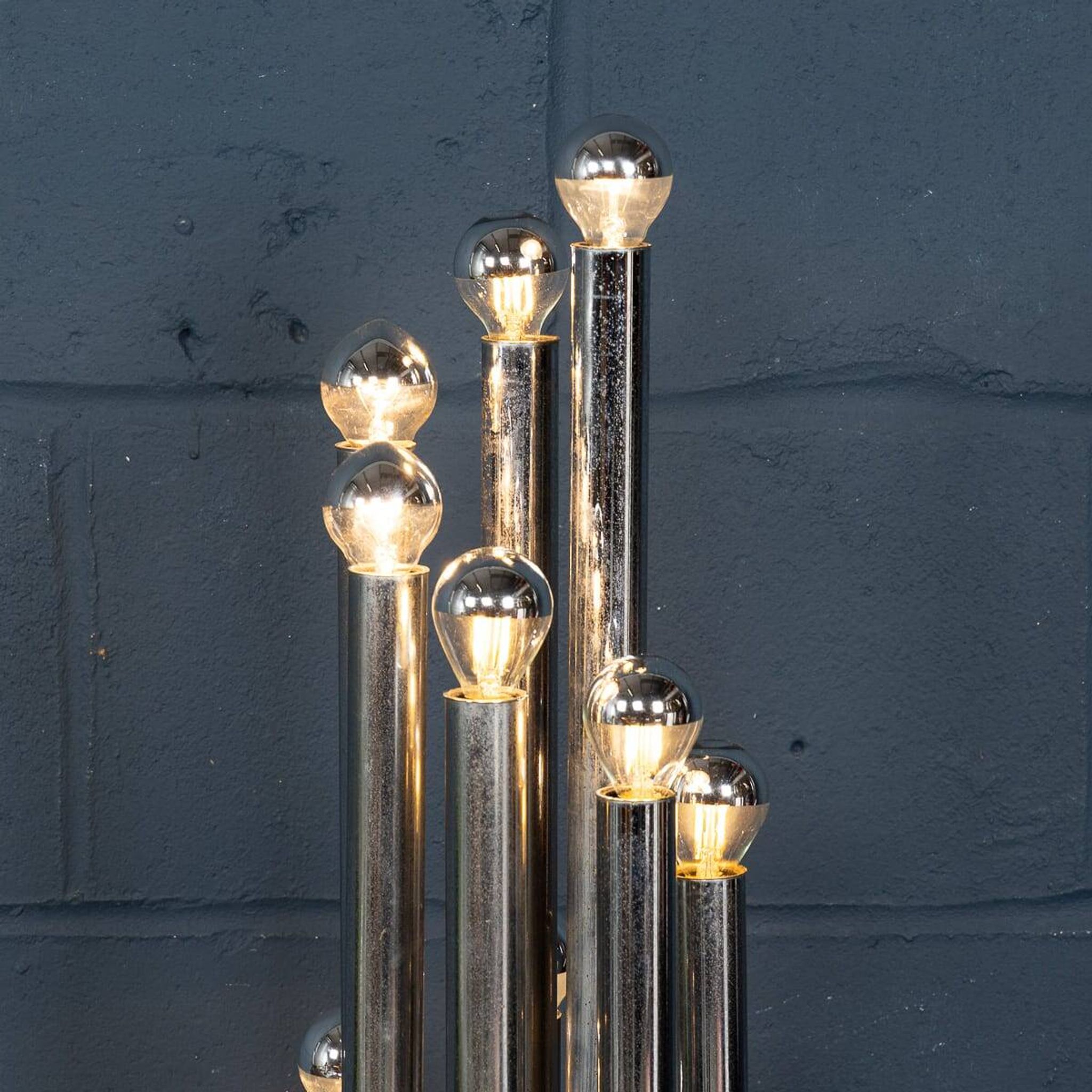 Vintage 20thc italian chrome multi-light table lamp by reggiani c.1970