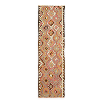 Tapis kilim vintage Herki tissé à la main en Turquie 106 cm x 340 cm