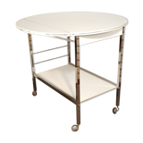 Chrome and white server with folding sides, vintage, 1970