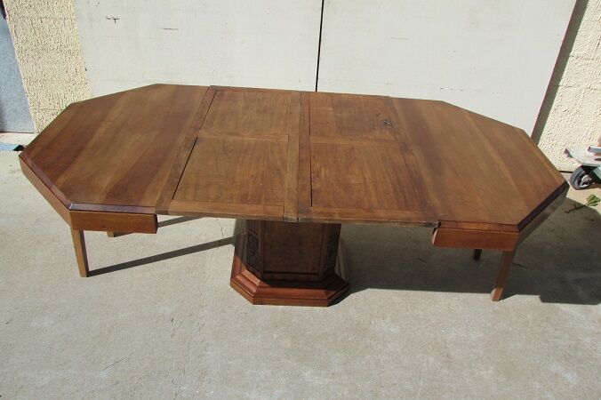 Table octogonale ouvrante art déco 14 convives