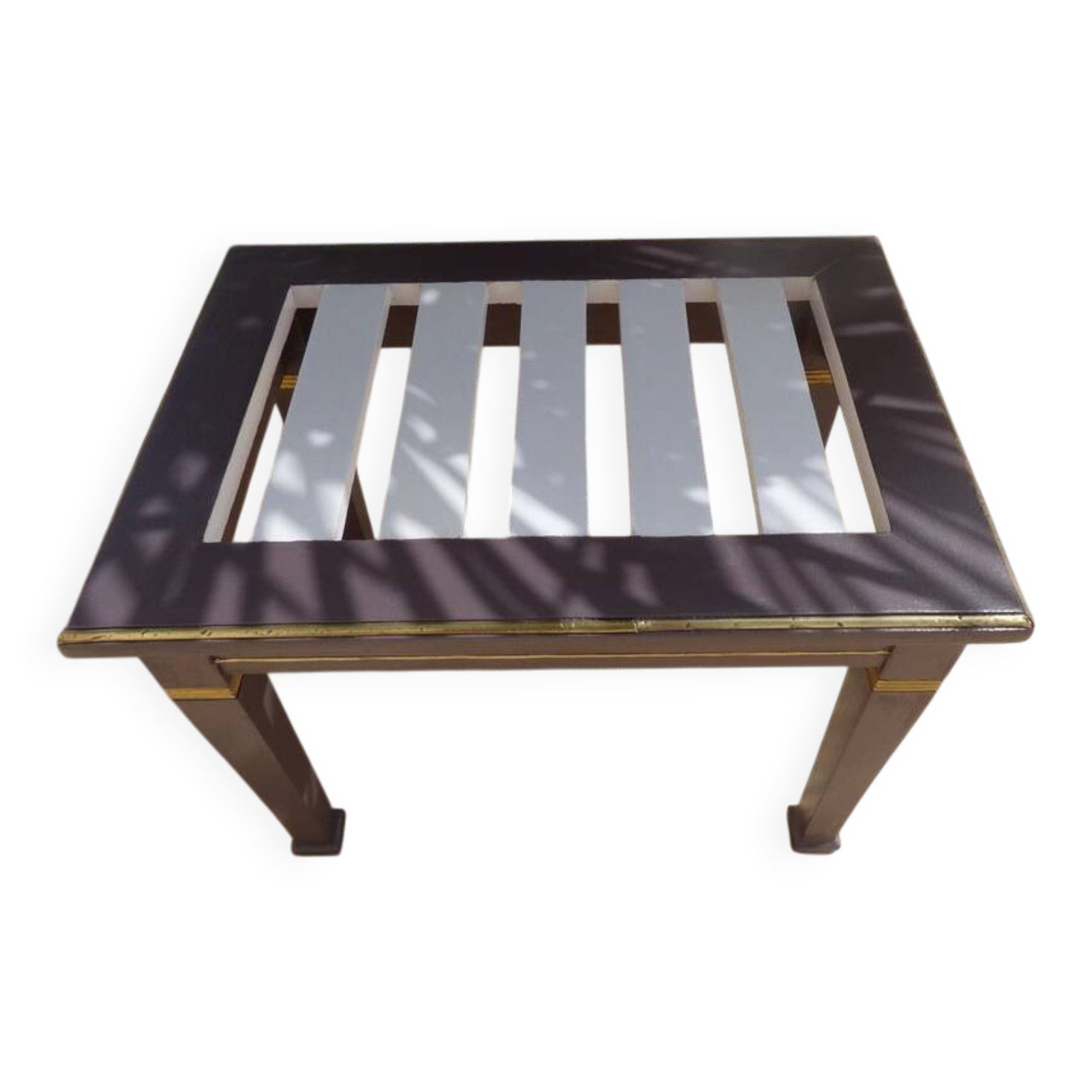 Coffee table or side table in style with its brass strips totalem.