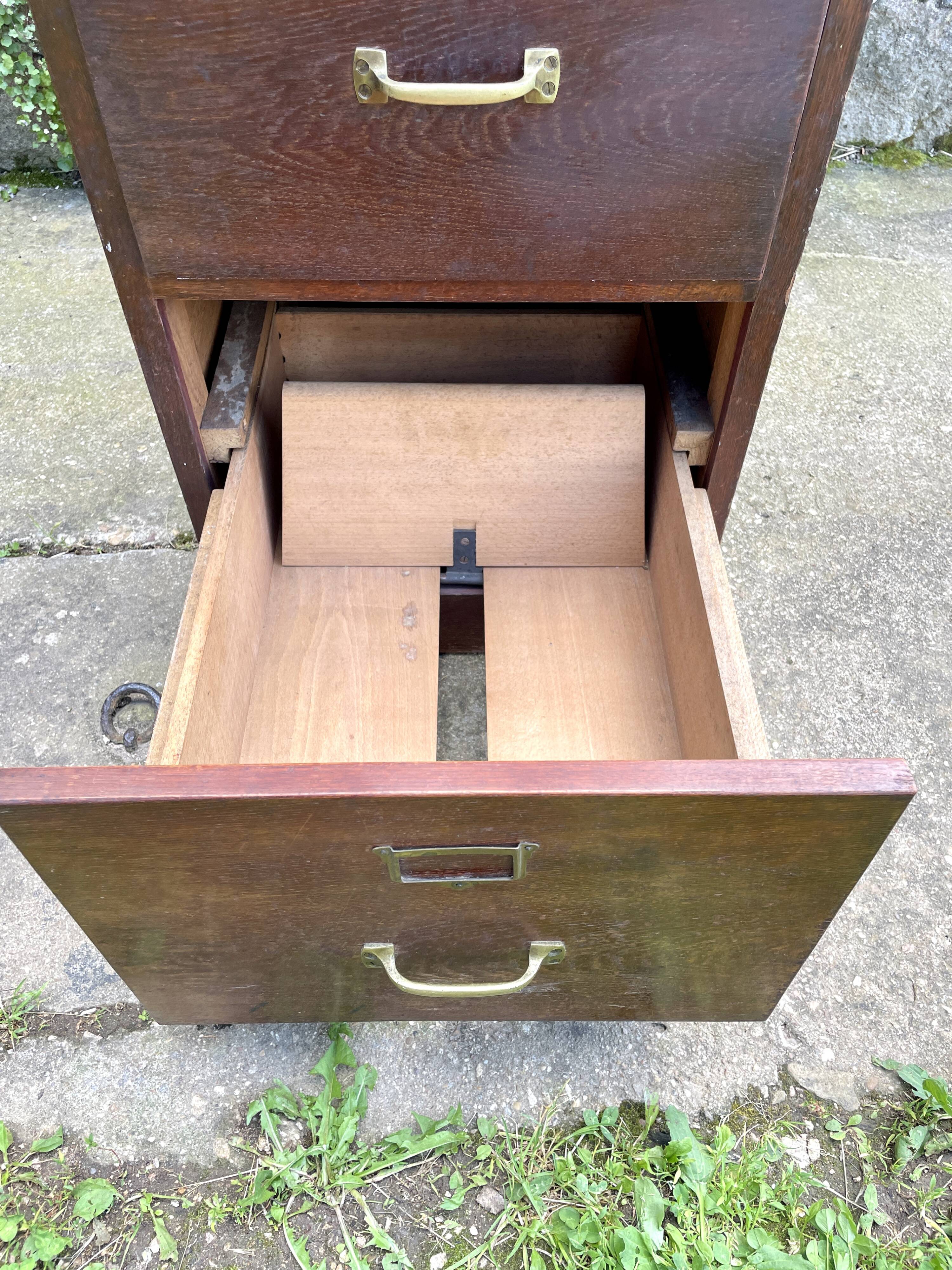 Meuble d'archives en bois, classeur 4 tiroirs 1950