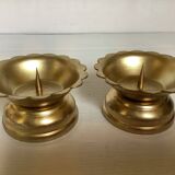 Pair of flower candle holders in gold metal