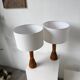 Paire de lampes de table bois chêne années 50