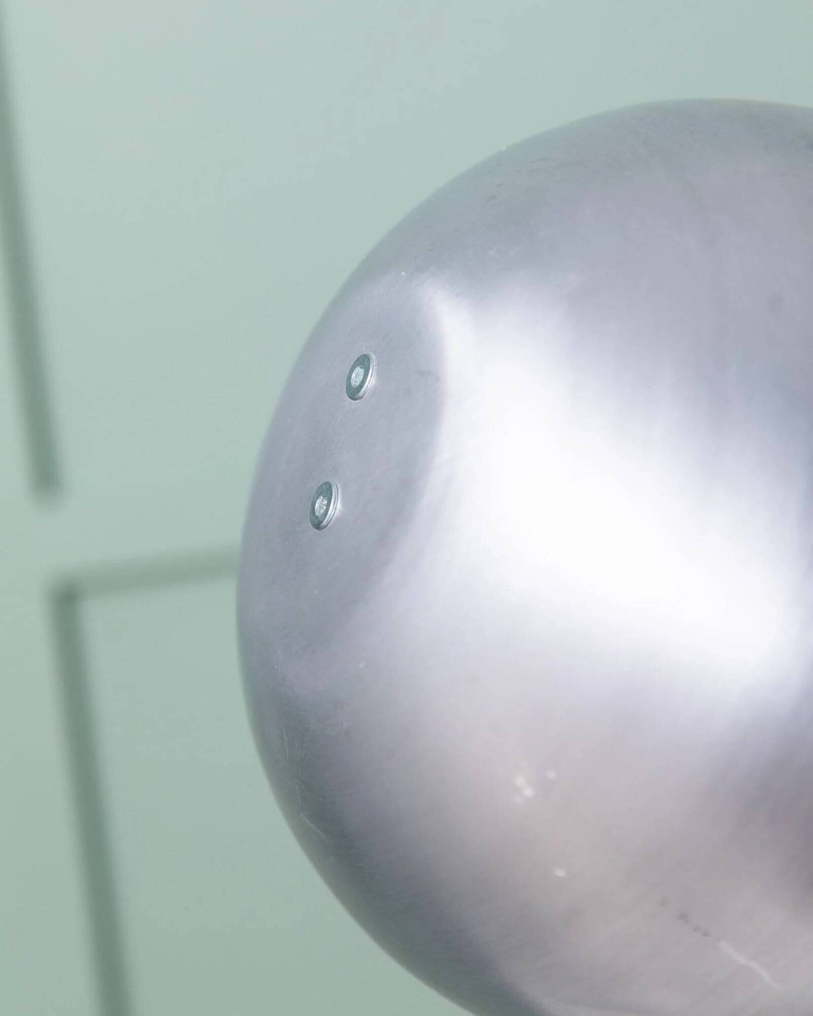 Matte silver aluminum table lamp by Dominik Hehl, vintage 2012 design, sculptural industrial vibe