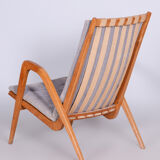 Grey mid century oak armchair by Jan Vanek 1950s Czechia