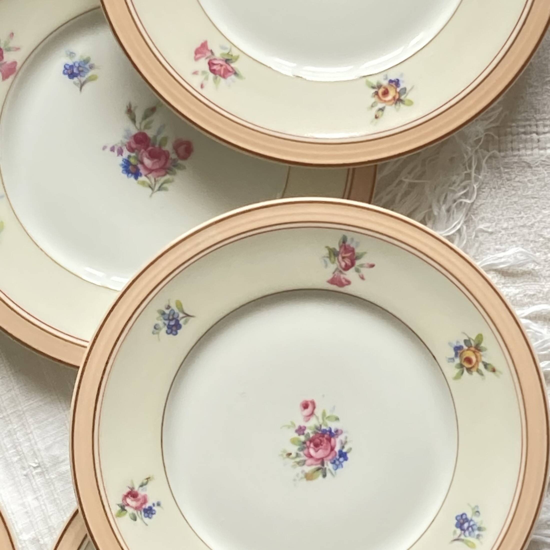 6 small dessert plates Limoges dessert flowers old porcelain Charles Ahrenfeldt
