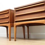 A pair of Vintage Mid-century style Lane 'Rhythm' bedside tables in walnut