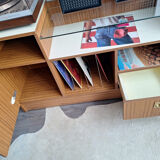 Vintage record player cabinet, designer hi-fi radio sideboard