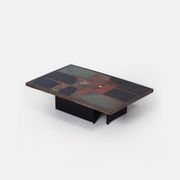 Rectangular brutalist coffee table by Paul Kingma with nautilus shell, 1978