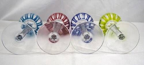 Saint Louis Traminer 4 glasses Rhin Roemer crystal, signed colour, excellent condition.