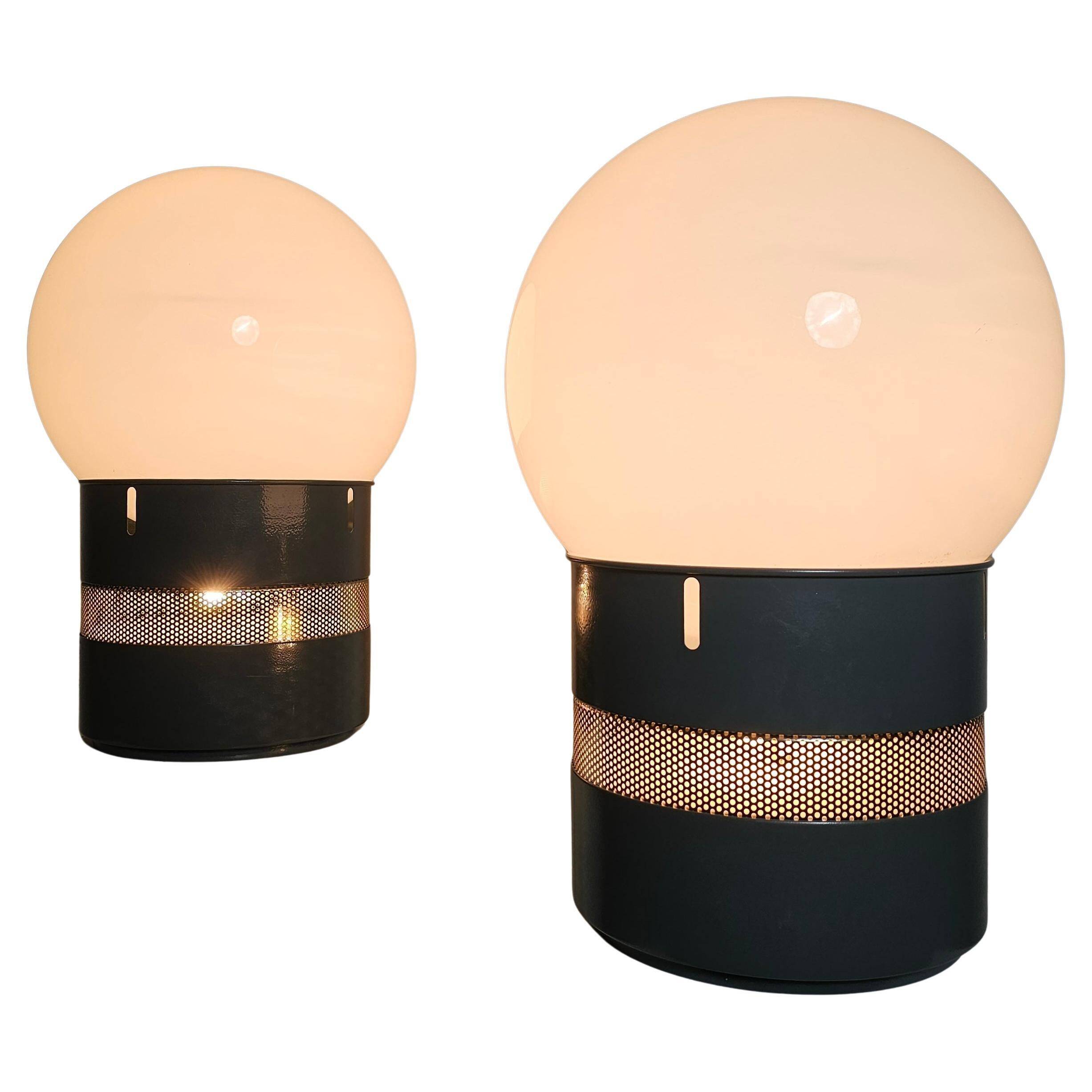 Pair of Mezzo Oracolo blue/grey lamps by Gae Aulenti for Artemide, 1960s.