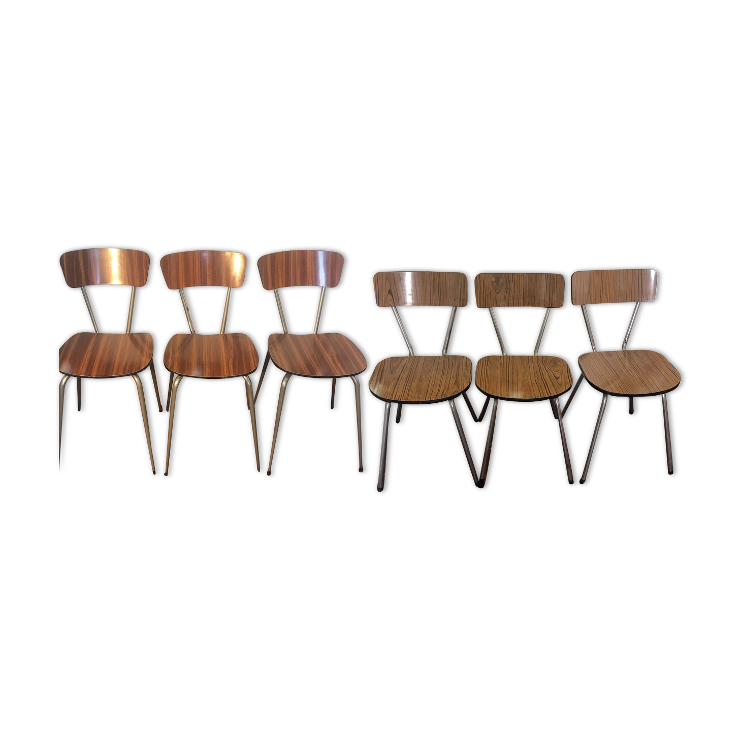 Lot de 6 chaises en formica bois foncé