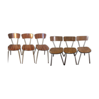 Lot of 6 chairs in dark wood formica