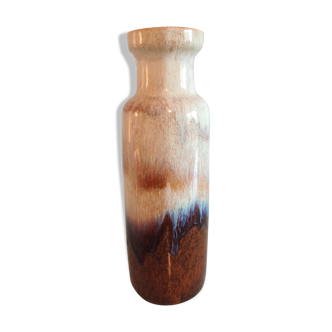 Beige and brown tube vase by Scheurich Ceramic, vintage 60s-70s