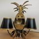 Vintage Gold Pineapple Wall Lamp with Black Shades: Mid-Century Retro Light