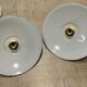 Duo de suspension vintage en tôle émaillée style ferme indus vert et blanc