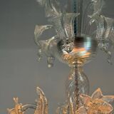 Venetian chandelier in colorless murano glass, 6 arms of light circa 1950