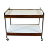 60s 70s serving trolley dinette made of teak & chrome Danish Modern Design