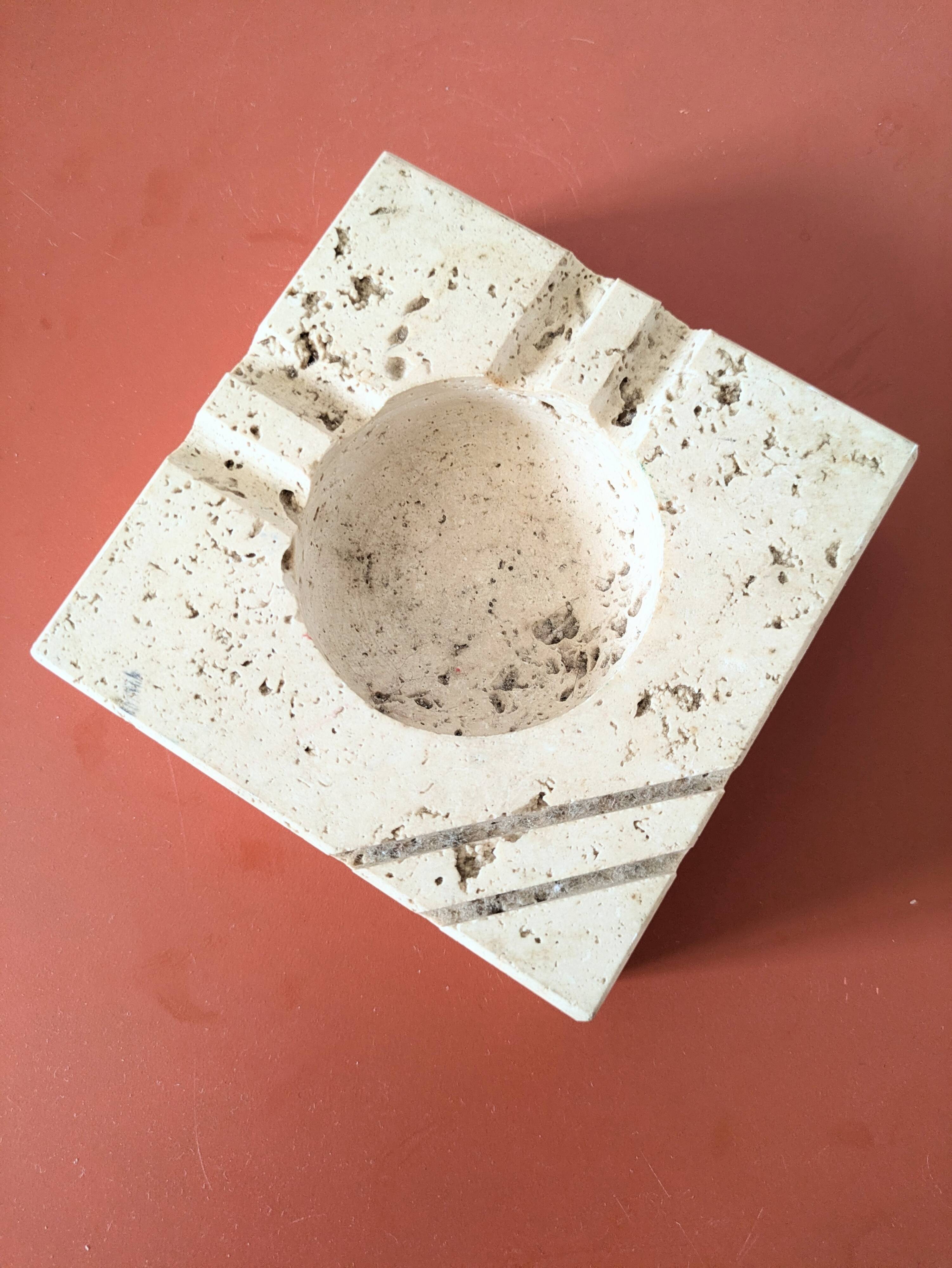 Vintage travertine ashtray by Cerri Nestor 70s