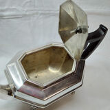 Sheffield-plated English Art Deco silver teapot